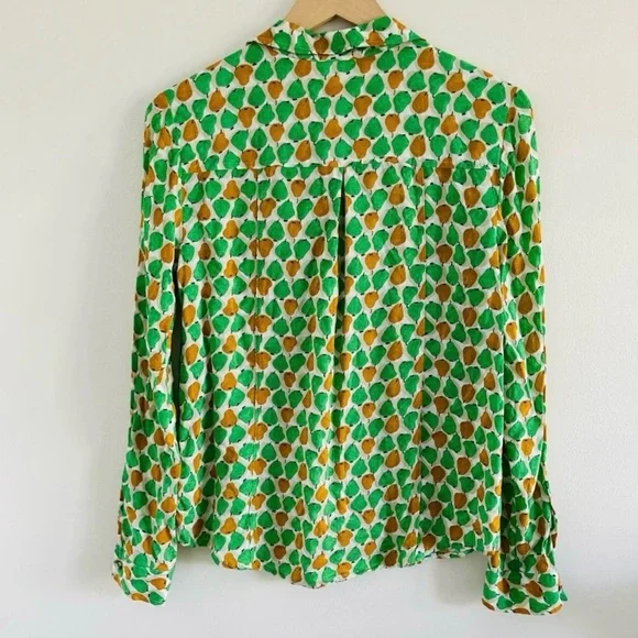 Anthropologie NWT Soft Pear Print Blouse, Size 12 - Picture 2 of 11